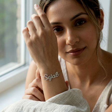 Handcrafted 925 Silver Iced Personalized Name Bracelet